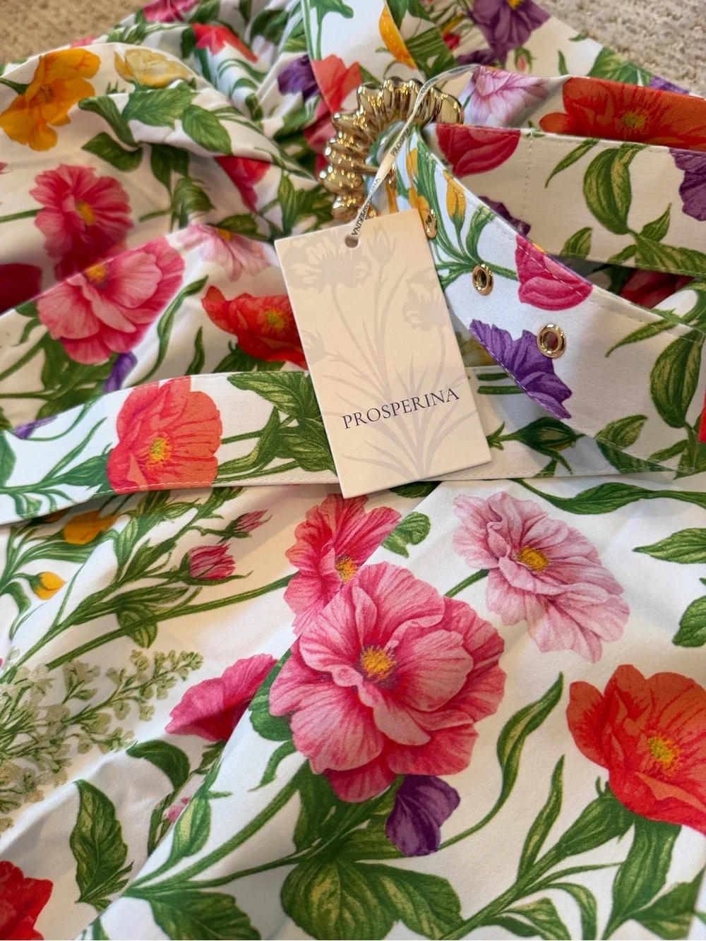Prosperina | Thena Secret Garden Floral Cotton Belted Midi Skirt $158 Medium